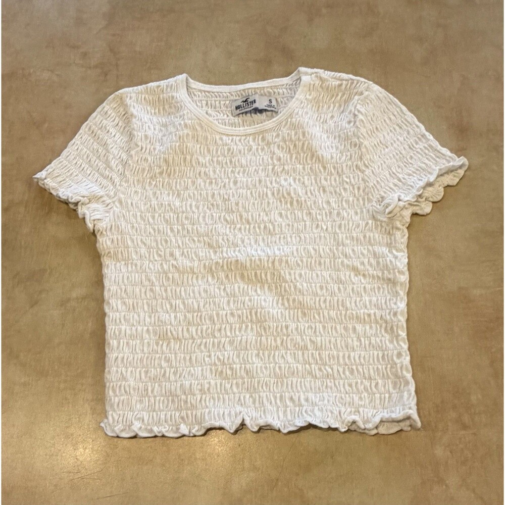 Hollister Women's Size S White Ruched Short Sleeve Shirt